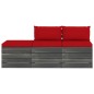 vidaXL Set Divani da Giardino su Pallet 3 pz con Cuscini Massello Pino vidaXL Set Divani da Giardino su Pallet 3 pz con Cuscini Massello Pino