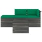 vidaXL Set Divani da Giardino su Pallet 4 pz con Cuscini Massello Pino