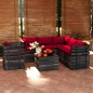 vidaXL Set Divani da Giardino su Pallet 7 pz con Cuscini Massello Pino vidaXL Set Divani da Giardino su Pallet 7 pz con Cuscini Massello Pino