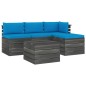 vidaXL Set Divani da Giardino su Pallet 5 pz con Cuscini Massello Pino vidaXL Set Divani da Giardino su Pallet 5 pz con Cuscini Massello Pino