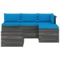 vidaXL Set Divani da Giardino su Pallet 5 pz con Cuscini Massello Pino vidaXL Set Divani da Giardino su Pallet 5 pz con Cuscini Massello Pino