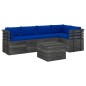 vidaXL Set Divani da Giardino su Pallet 6 pz con Cuscini Massello Pino vidaXL Set Divani da Giardino su Pallet 6 pz con Cuscini Massello Pino