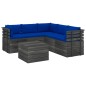 vidaXL Set Divani da Giardino su Pallet 6 pz con Cuscini Massello Pino vidaXL Set Divani da Giardino su Pallet 6 pz con Cuscini Massello Pino