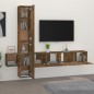 Set di Mobili Porta TV 5 pz Rovere Fumo in Legno Multistrato Set di Mobili Porta TV 5 pz Rovere Fumo in Legno Multistrato
