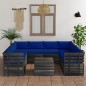 vidaXL Set Divani da Giardino su Pallet 9 pz con Cuscini Massello Pino vidaXL Set Divani da Giardino su Pallet 9 pz con Cuscini Massello Pino