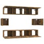Set di Mobili Porta TV 6 pz Rovere Fumo in Legno Multistrato Set di Mobili Porta TV 6 pz Rovere Fumo in Legno Multistrato