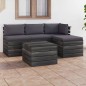 vidaXL Set Divani da Giardino su Pallet 5 pz con Cuscini Massello Pino