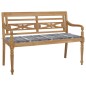 vidaXL Panchina Batavia Cuscino a Quadri Grigio 120cm Teak Massello
