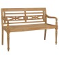 vidaXL Panchina Batavia Cuscino a Quadri Grigio 120cm Teak Massello