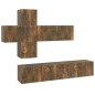 Set di Mobili Porta TV 7 pz Rovere Fumo in Legno Multistrato Set di Mobili Porta TV 7 pz Rovere Fumo in Legno Multistrato