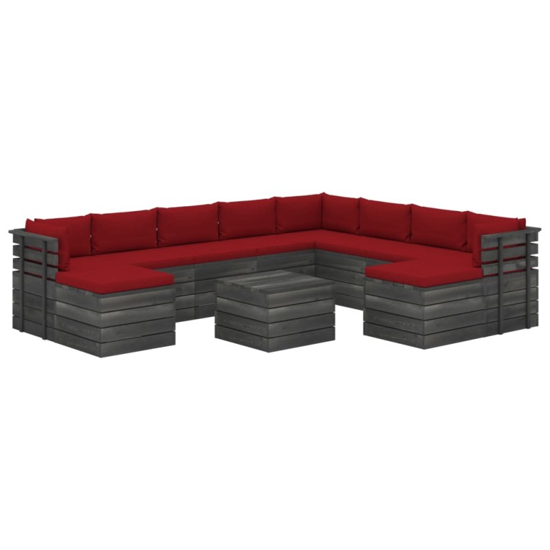 vidaXL Set Divani da Giardino Pallet 11 pz con Cuscini Massello Pino