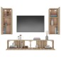 Set di Mobili Porta TV 4 pz Rovere Sonoma in Legno Multistrato Set di Mobili Porta TV 4 pz Rovere Sonoma in Legno Multistrato