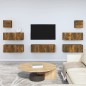Set di Mobili Porta TV 7 pz Rovere Fumo in Legno Multistrato Set di Mobili Porta TV 7 pz Rovere Fumo in Legno Multistrato