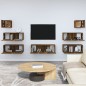 Set di Mobili Porta TV 7 pz Rovere Fumo in Legno Multistrato Set di Mobili Porta TV 7 pz Rovere Fumo in Legno Multistrato