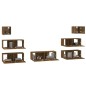 Set di Mobili Porta TV 7 pz Rovere Fumo in Legno Multistrato Set di Mobili Porta TV 7 pz Rovere Fumo in Legno Multistrato