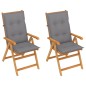 vidaXL Sedie da Giardino 2 pz con Cuscini Grigi in Massello di Teak vidaXL Sedie da Giardino 2 pz con Cuscini Grigi in Massello di Teak