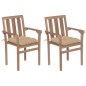 vidaXL Sedie da Giardino 2 pz con Cuscini Beige in Teak Massello vidaXL Sedie da Giardino 2 pz con Cuscini Beige in Teak Massello