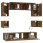Set Mobili Porta TV 8pz Rovere Fumo in Legno Multistrato Set Mobili Porta TV 8pz Rovere Fumo in Legno Multistrato