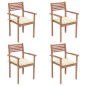 vidaXL Sedie Giardino 4 pz con Cuscini Crema in Massello di Teak vidaXL Sedie Giardino 4 pz con Cuscini Crema in Massello di Teak