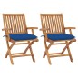 vidaXL Sedie da Giardino 2 pz con Cuscini Blu in Massello di Teak vidaXL Sedie da Giardino 2 pz con Cuscini Blu in Massello di Teak