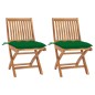 vidaXL Sedie da Giardino 2 pz con Cuscini Verdi in Massello di Teak vidaXL Sedie da Giardino 2 pz con Cuscini Verdi in Massello di Teak