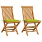 vidaXL Sedie Giardino e Cuscini Verde Brillante 2 pz Massello di Teak vidaXL Sedie Giardino e Cuscini Verde Brillante 2 pz Massello di Teak
