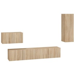 vidaXL Set di Mobili Porta TV 4 pz Rovere Sonoma in Legno Multistrato