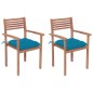 vidaXL Sedie da Giardino 2 pz con Cuscini Azzurro in Massello di Teak vidaXL Sedie da Giardino 2 pz con Cuscini Azzurro in Massello di Teak