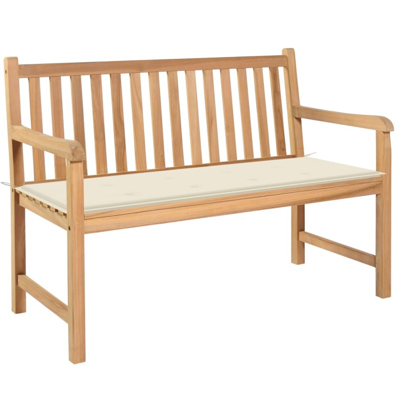 vidaXL Panca da Giardino con Cuscino Crema 120 cm Massello di Teak vidaXL Panca da Giardino con Cuscino Crema 120 cm Massello di Teak