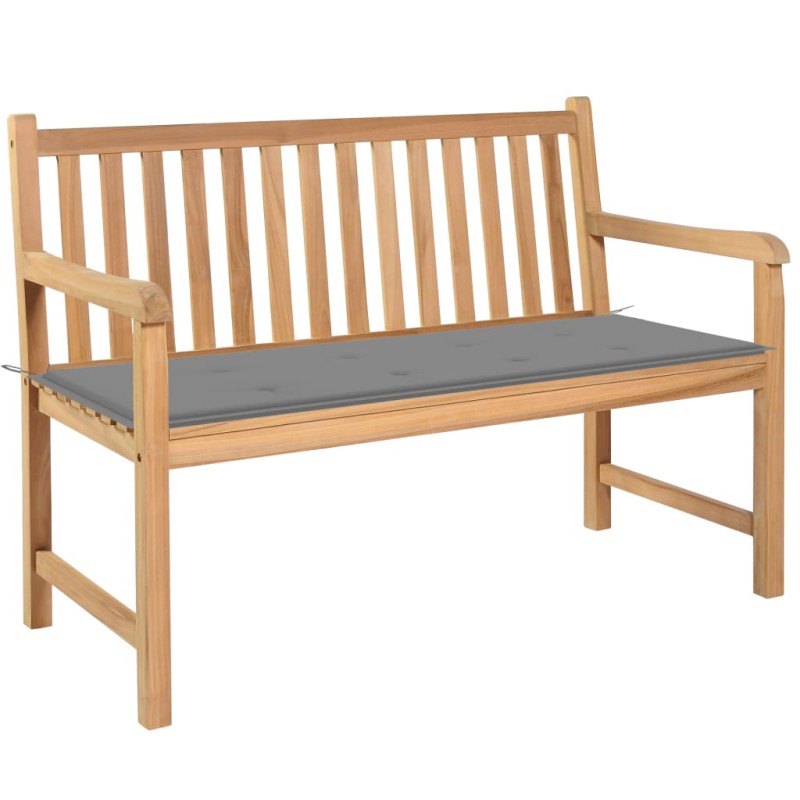 vidaXL Panca da Giardino con Cuscino Grigio 120 cm Massello di Teak vidaXL Panca da Giardino con Cuscino Grigio 120 cm Massello di Teak