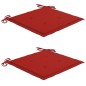 vidaXL Sedie da Giardino 2 pz con Cuscini Rossi Massello di Teak vidaXL Sedie da Giardino 2 pz con Cuscini Rossi Massello di Teak