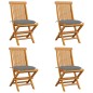 vidaXL Sedie da Giardino con Cuscini Grigi 4 pz Massello di Teak vidaXL Sedie da Giardino con Cuscini Grigi 4 pz Massello di Teak