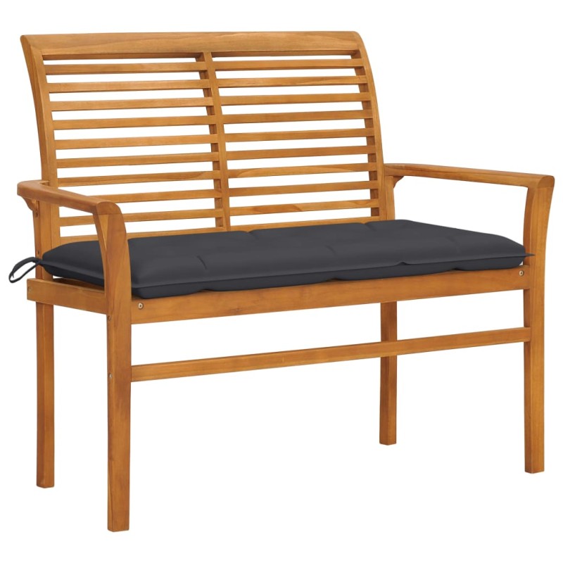 vidaXL Panca da Giardino con Cuscino Antracite 112 cm in Legno di Teak vidaXL Panca da Giardino con Cuscino Antracite 112 cm in Legno di Teak
