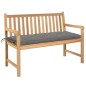 vidaXL Panca da Giardino con Cuscino Grigio 120 cm Massello di Teak vidaXL Panca da Giardino con Cuscino Grigio 120 cm Massello di Teak