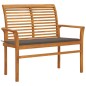 vidaXL Panca da Giardino e Cuscino Grigio Talpa 112 cm Massello Teak vidaXL Panca da Giardino e Cuscino Grigio Talpa 112 cm Massello Teak