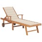 vidaXL Sdraio 2 pz con Tavolo e Cuscino Crema Legno Massello di Teak vidaXL Sdraio 2 pz con Tavolo e Cuscino Crema Legno Massello di Teak