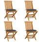 vidaXL Sedie da Giardino con Cuscini Antracite 4 pz Massello di Teak vidaXL Sedie da Giardino con Cuscini Antracite 4 pz Massello di Teak