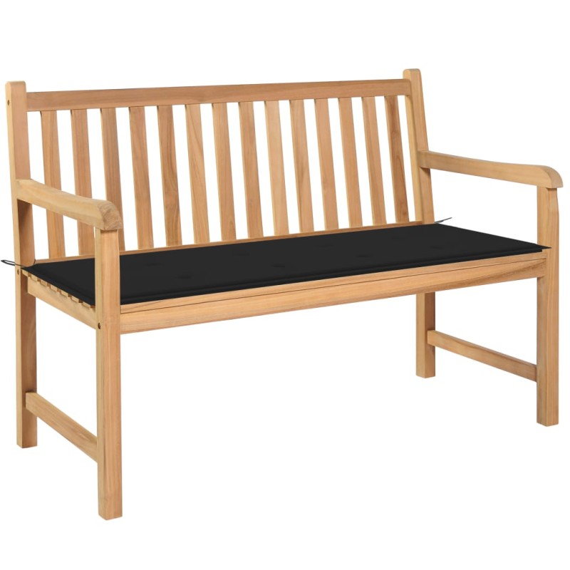 vidaXL Panca da Giardino con Cuscino Nero 120 cm Legno di Teak vidaXL Panca da Giardino con Cuscino Nero 120 cm Legno di Teak