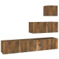 Set di Mobili Porta TV 4 pz Rovere Fumo in Legno Multistrato Set di Mobili Porta TV 4 pz Rovere Fumo in Legno Multistrato