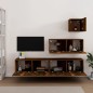 Set di Mobili Porta TV 4 pz Rovere Fumo in Legno Multistrato Set di Mobili Porta TV 4 pz Rovere Fumo in Legno Multistrato