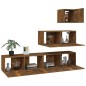Set di Mobili Porta TV 4 pz Rovere Fumo in Legno Multistrato Set di Mobili Porta TV 4 pz Rovere Fumo in Legno Multistrato