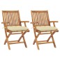 vidaXL Sedie da Giardino 2 pz Cuscini Bianco Crema in Massello di Teak vidaXL Sedie da Giardino 2 pz Cuscini Bianco Crema in Massello di Teak