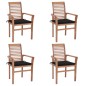 vidaXL Sedie da Pranzo 4 pz con Cuscini Neri in Massello di Teak vidaXL Sedie da Pranzo 4 pz con Cuscini Neri in Massello di Teak
