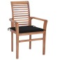 vidaXL Sedie da Pranzo 4 pz con Cuscini Neri in Massello di Teak vidaXL Sedie da Pranzo 4 pz con Cuscini Neri in Massello di Teak