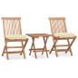 vidaXL Set da Pranzo Giardino Pieghevole 3 pz Cuscino Massello di Teak vidaXL Set da Pranzo Giardino Pieghevole 3 pz Cuscino Massello di Teak