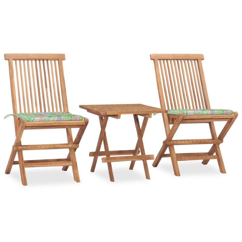 vidaXL Set da Pranzo Giardino Pieghevole 3 pz Cuscino Massello di Teak vidaXL Set da Pranzo Giardino Pieghevole 3 pz Cuscino Massello di Teak