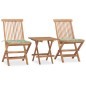 vidaXL Set da Pranzo Giardino Pieghevole 3 pz Cuscino Massello di Teak vidaXL Set da Pranzo Giardino Pieghevole 3 pz Cuscino Massello di Teak