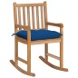 vidaXL Sedia a Dondolo con Cuscino Blu in Massello di Teak vidaXL Sedia a Dondolo con Cuscino Blu in Massello di Teak