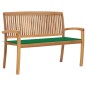 vidaXL Panchina da Giardino Impilabile e Cuscino 128,5cm Teak Massello vidaXL Panchina da Giardino Impilabile e Cuscino 128,5cm Teak Massello