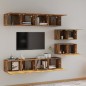 Set di Mobili Porta TV 6 pz Rovere Fumo in Legno Multistrato Set di Mobili Porta TV 6 pz Rovere Fumo in Legno Multistrato